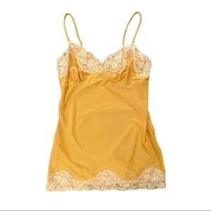 Yellow Silk And Lace Lingerie Top